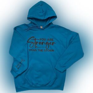 Gildan Heavy Blend “You are Stronger than the Storm” Hoodie Size Large